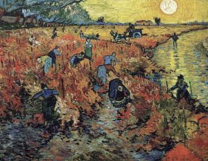 By van Gogh, an Impressionist painting of workers in a field